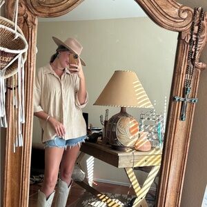 Nasty Gal Cream Button-Up Top size 6 new with tags oversized terry shirt